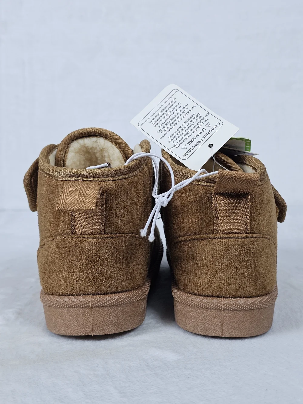 Toddler Fleece Lined Winter Booties Faux Suede Tan Shoes First Steps Size 9